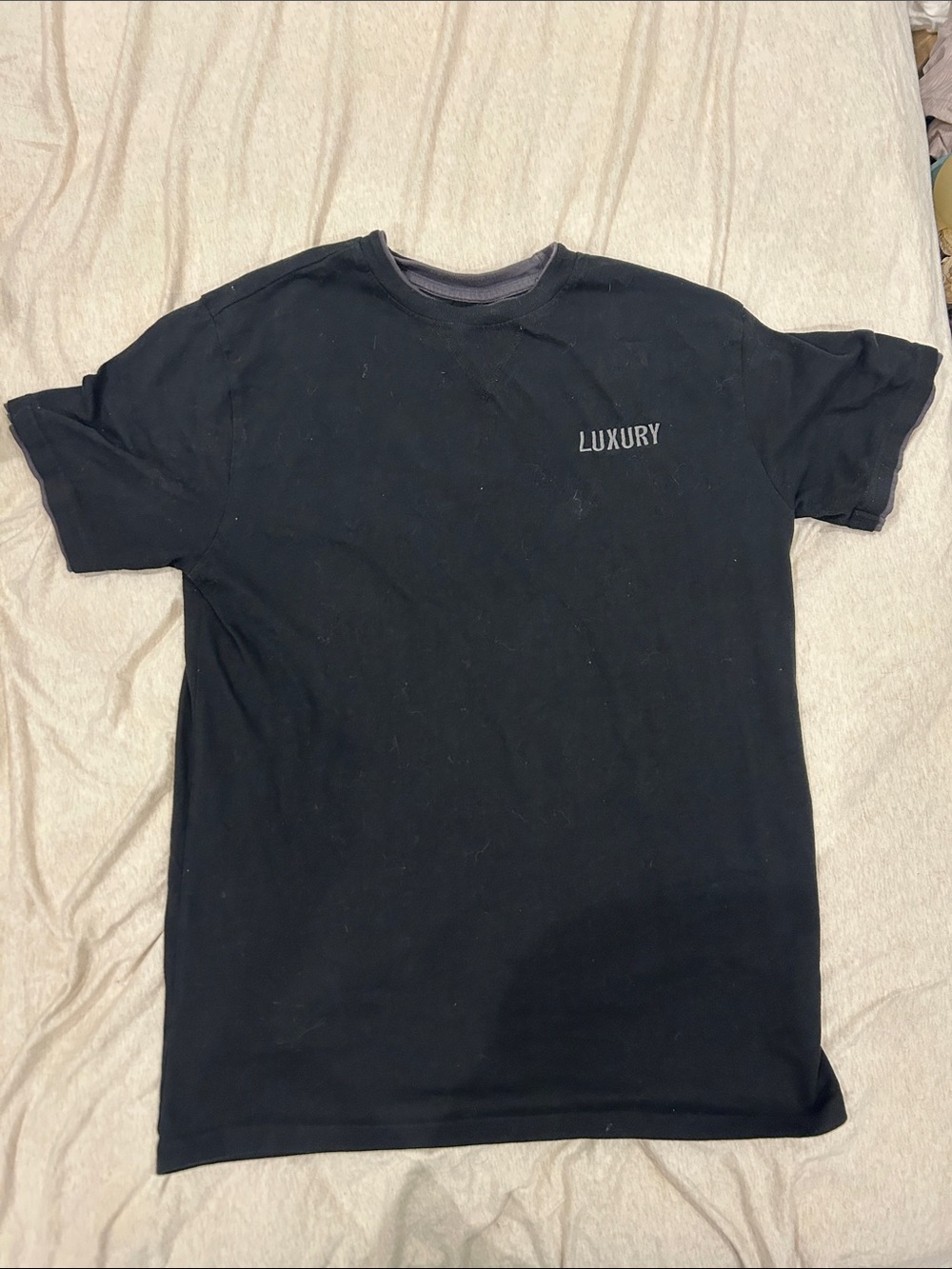 Luxury Embroidered Black Short-Sleeve Crewneck Tee